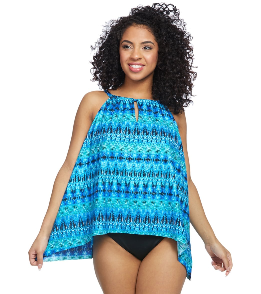 Miraclesuit Cabana Chic Peephole Tankini Top Dd Cup - Blue 10Dd - Swimoutlet.com