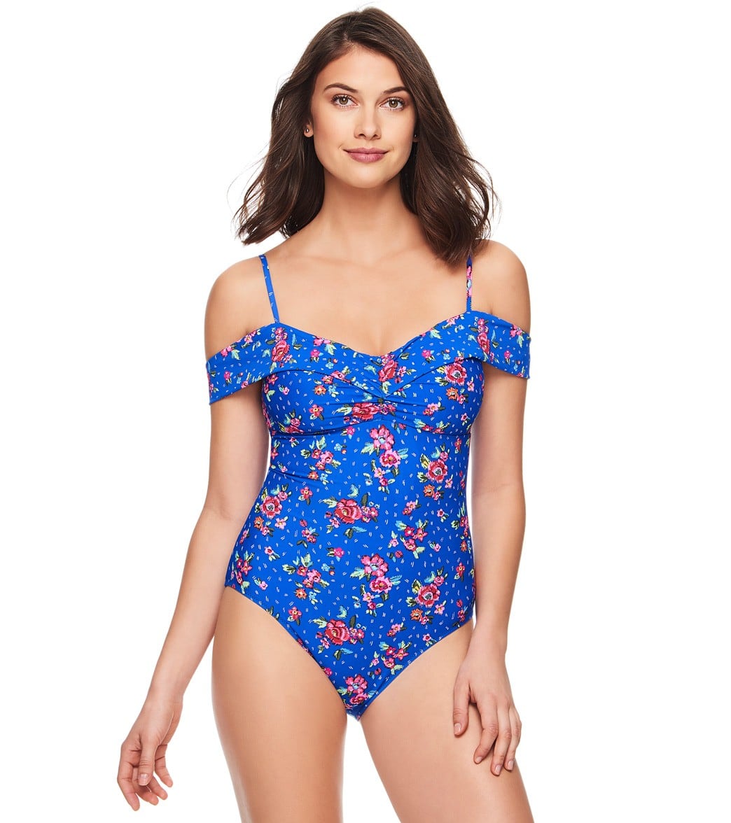 Vera Bradley Blue Water Bouquet And Ditto Chloe One Piece Swimsuit - Cobalt