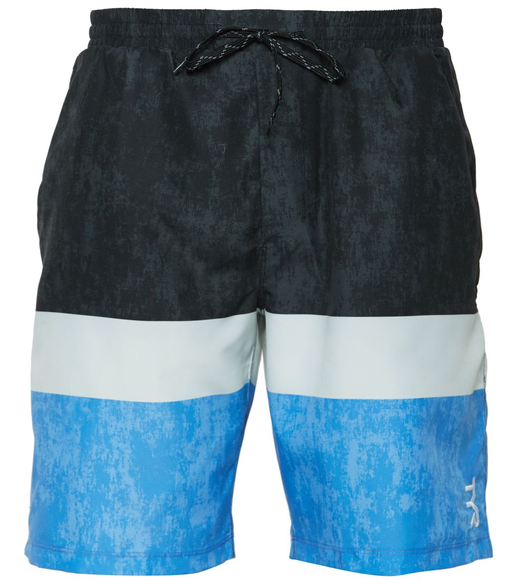 TYR Men's Shoreline Swell Swim Short - Black/White/Blue Xxl - Swimoutlet.com