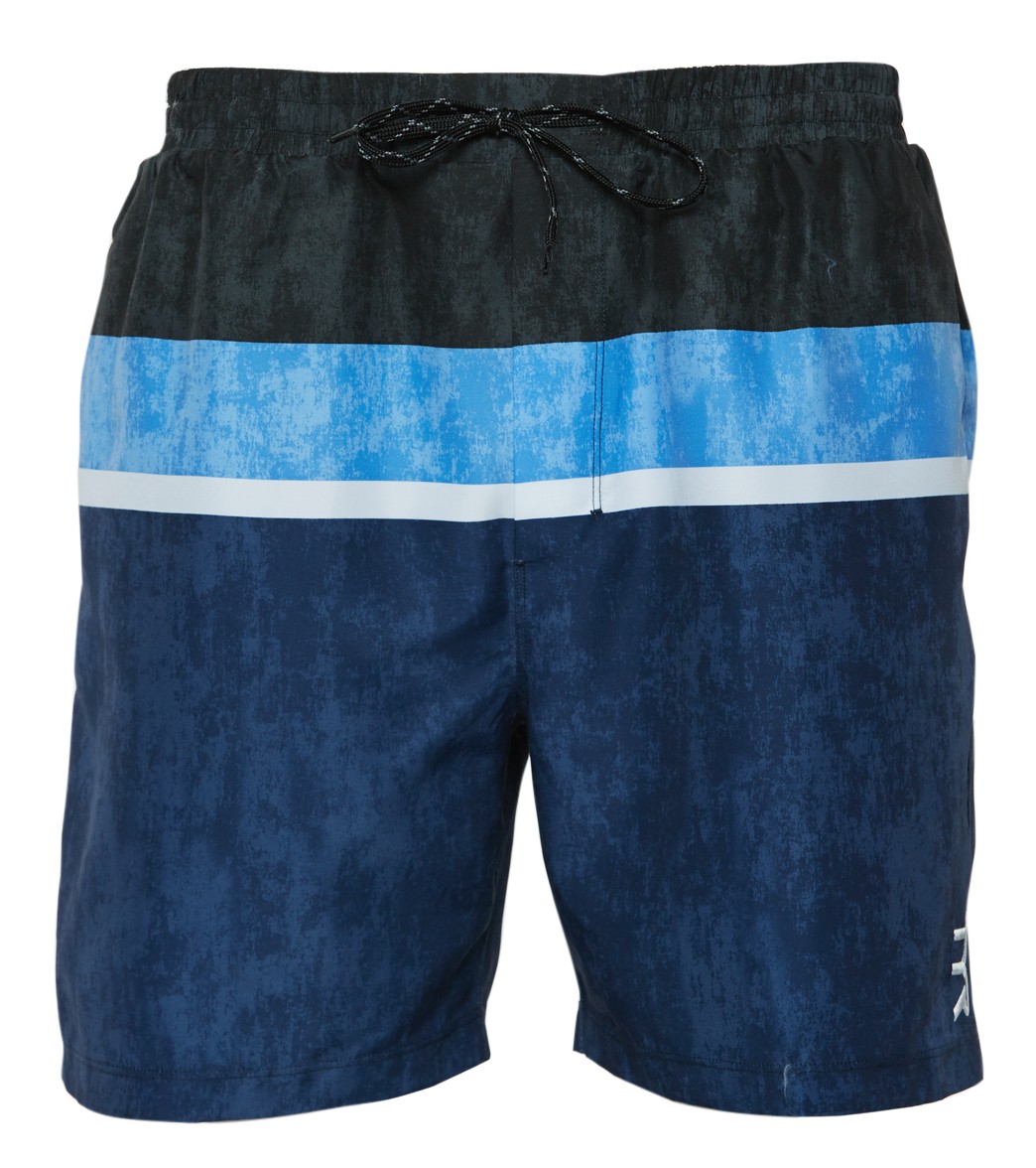 TYR Men's Horizon Atlantic Swim Short - Black/White/Blue Medium Size Medium Polyester - Swimoutlet.com