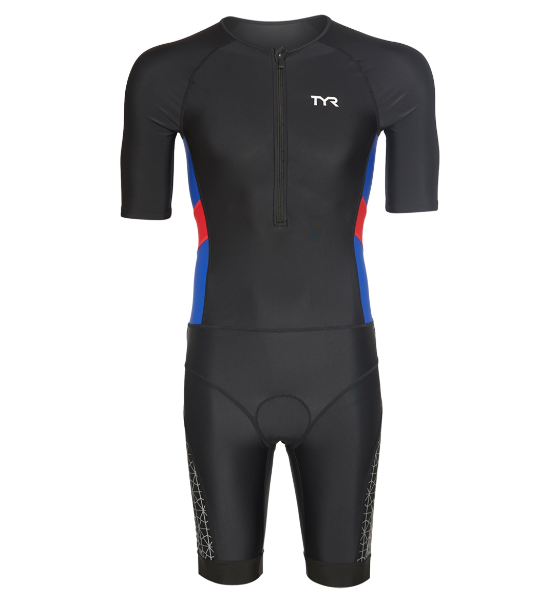 TYR Men's Competitor Speedsuit - Black/Blue/Red Xl Size Xl - Swimoutlet.com