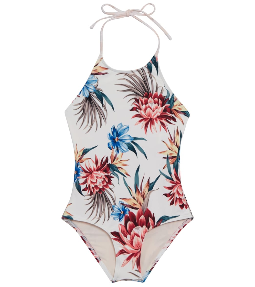 Splendid Girls' Off Tropic High Neck One Piece Swimsuit (Big Kid) at ...