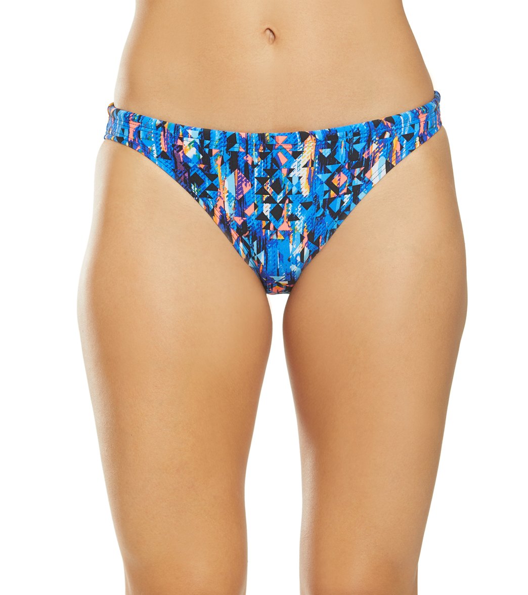 TYR Active Anzan Lula Bikini Bottom - Blue/Coral X-Small Polyester/Spandex - Swimoutlet.com