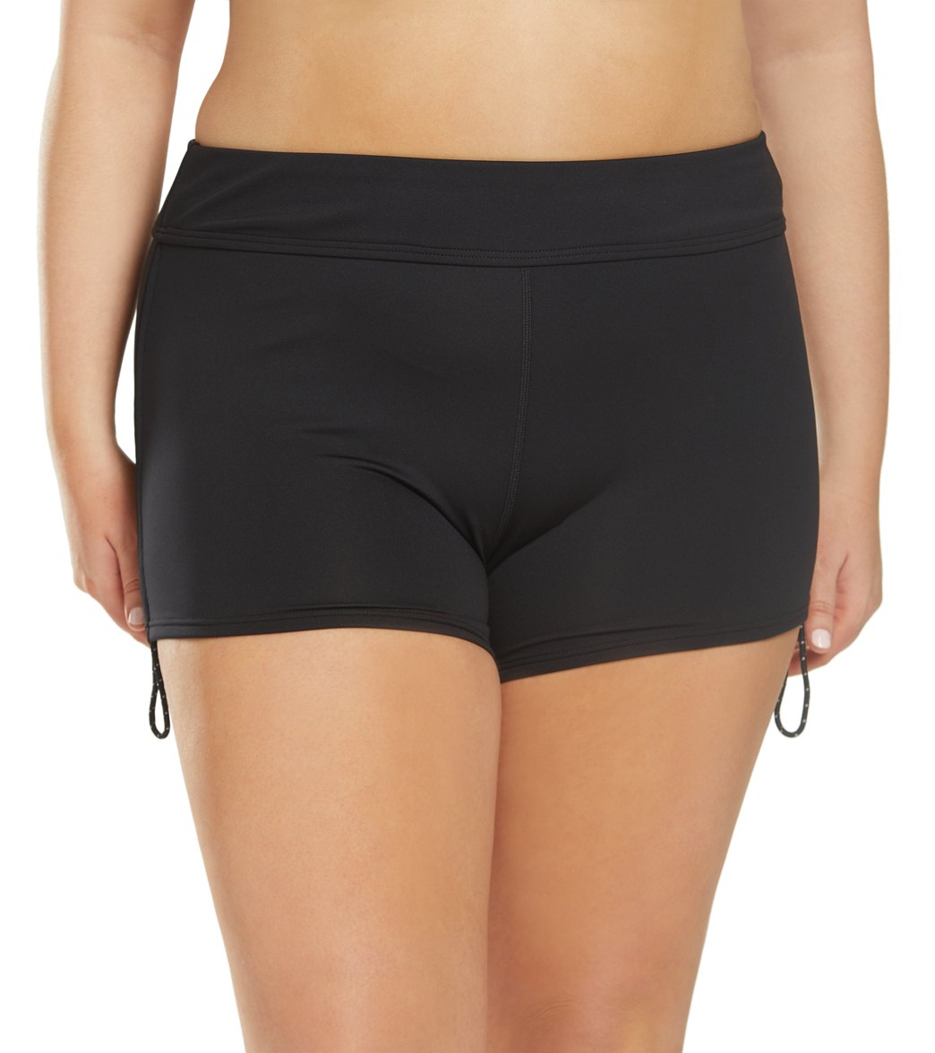 TYR Plus Size Active Della Swim Shorts - Black 1X Polyester/Spandex - Swimoutlet.com