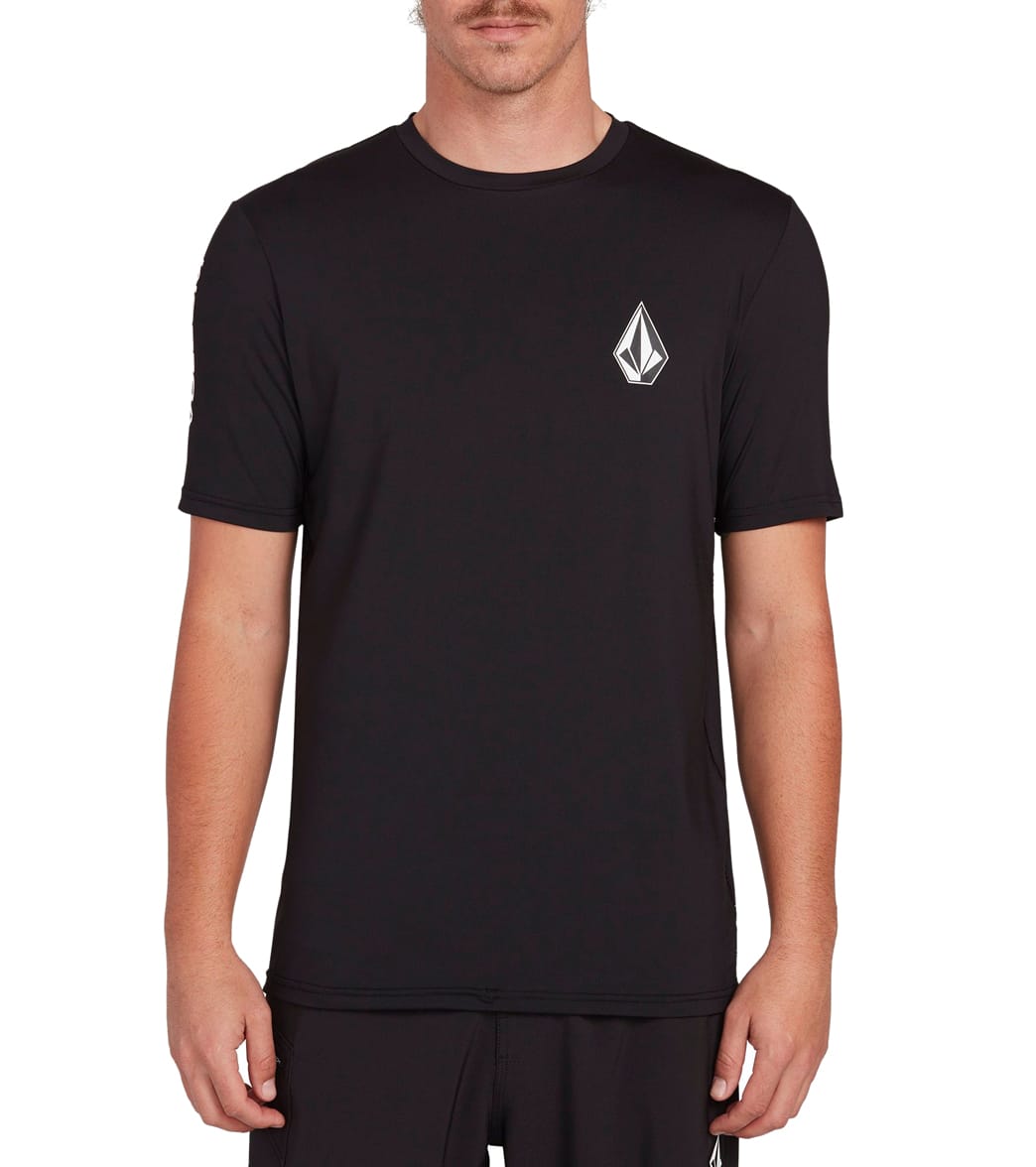 Volcom Deadly Stones Short Sleeve Surf Shirt - Black Small Nylon/Polyester/Polyester/Nylon - Swimoutlet.com
