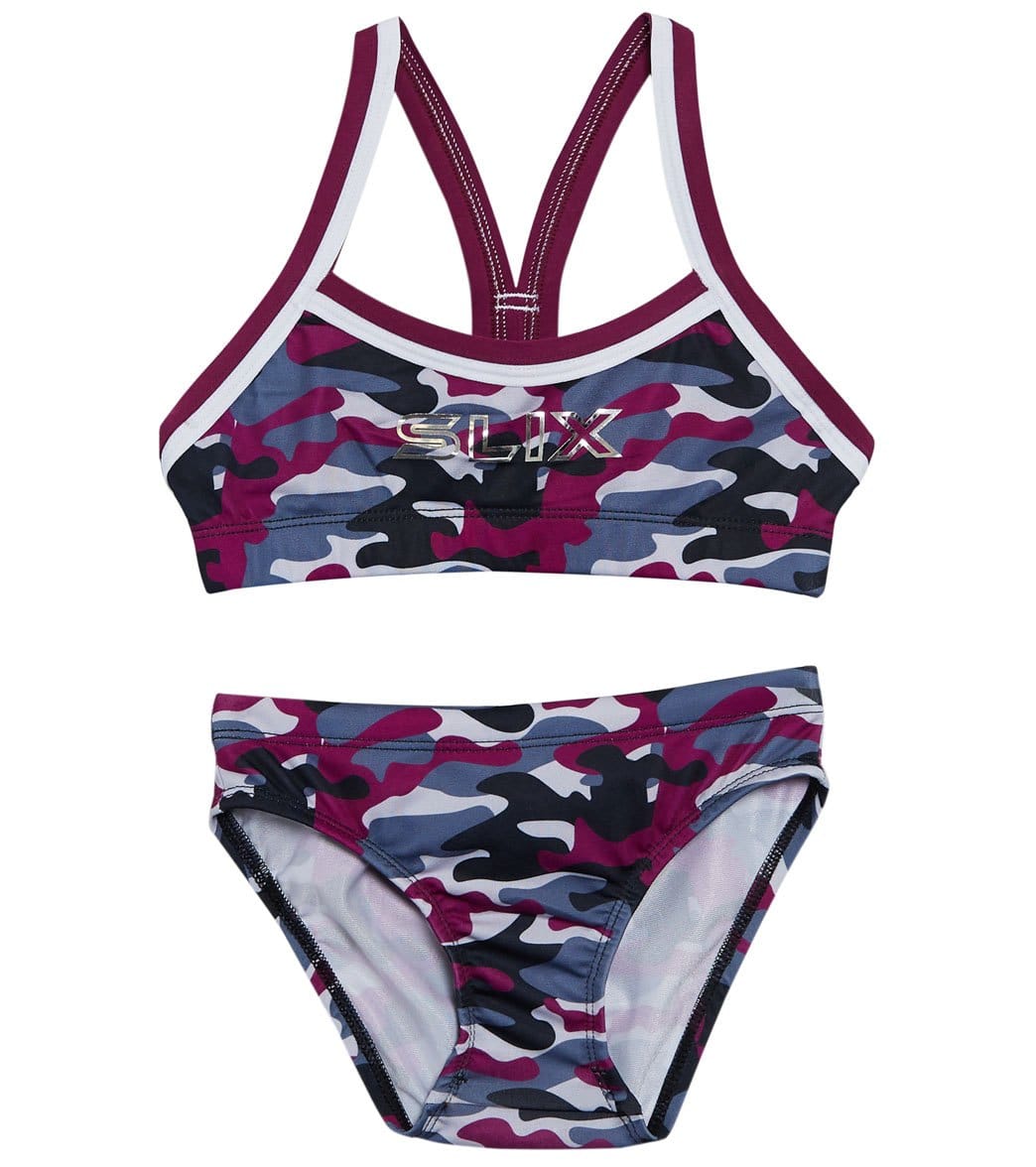 Slix Australia Girls' Berry Camo Training Bikini Set at SwimOutlet.com