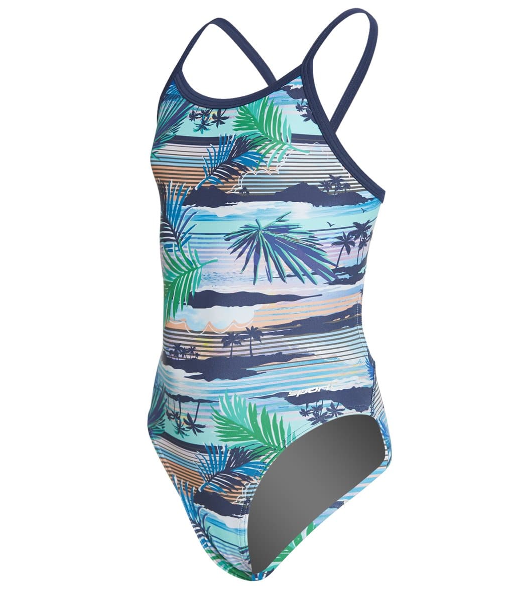 Sporti Tropic Thin Strap One Piece Swimsuit Youth (22-28) at SwimOutlet.com
