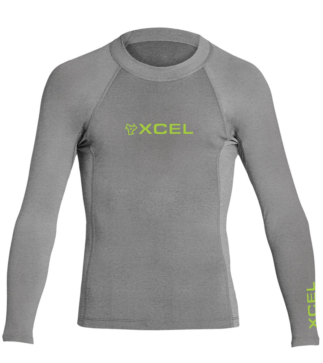 Xcel Boys' Premium Stretch Long Sleeve Rash Guard - Athletic Heather 12 - Swimoutlet.com