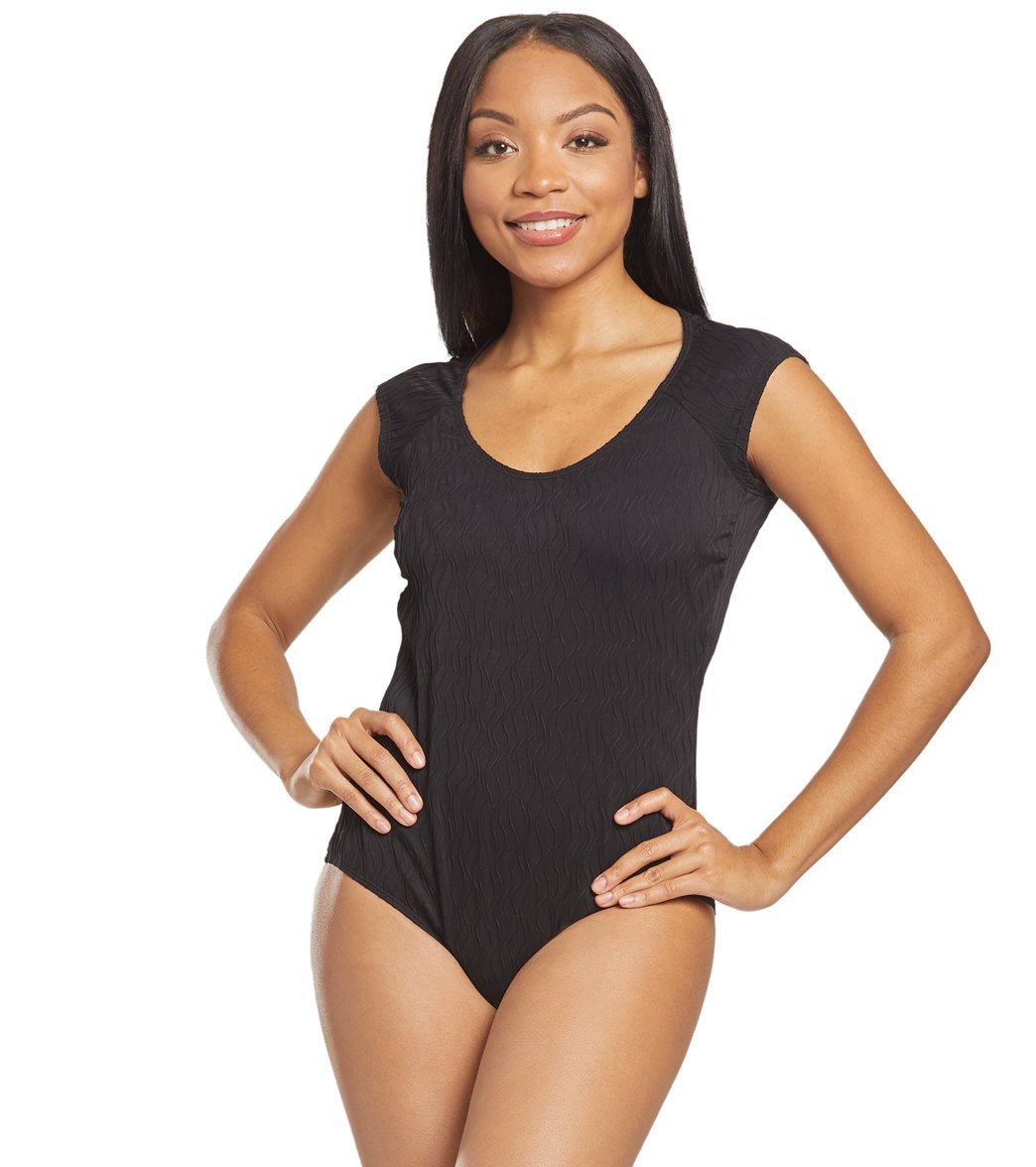 Athena Wave After Short Sleeve One Piece Swimsuit