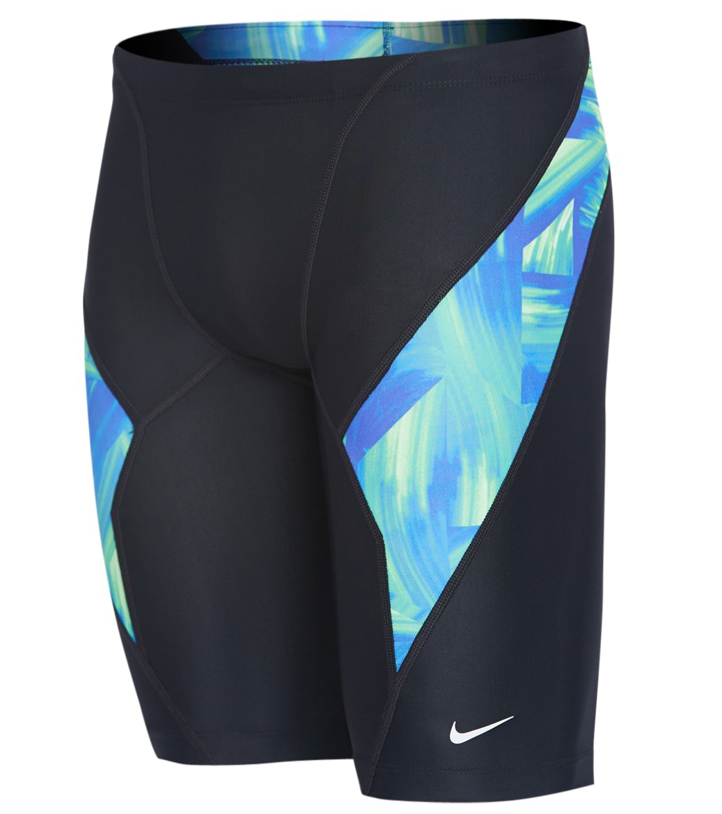 Nike Men's Geo Swirl Jammer Swimsuit - Blue Green 24 - Swimoutlet.com
