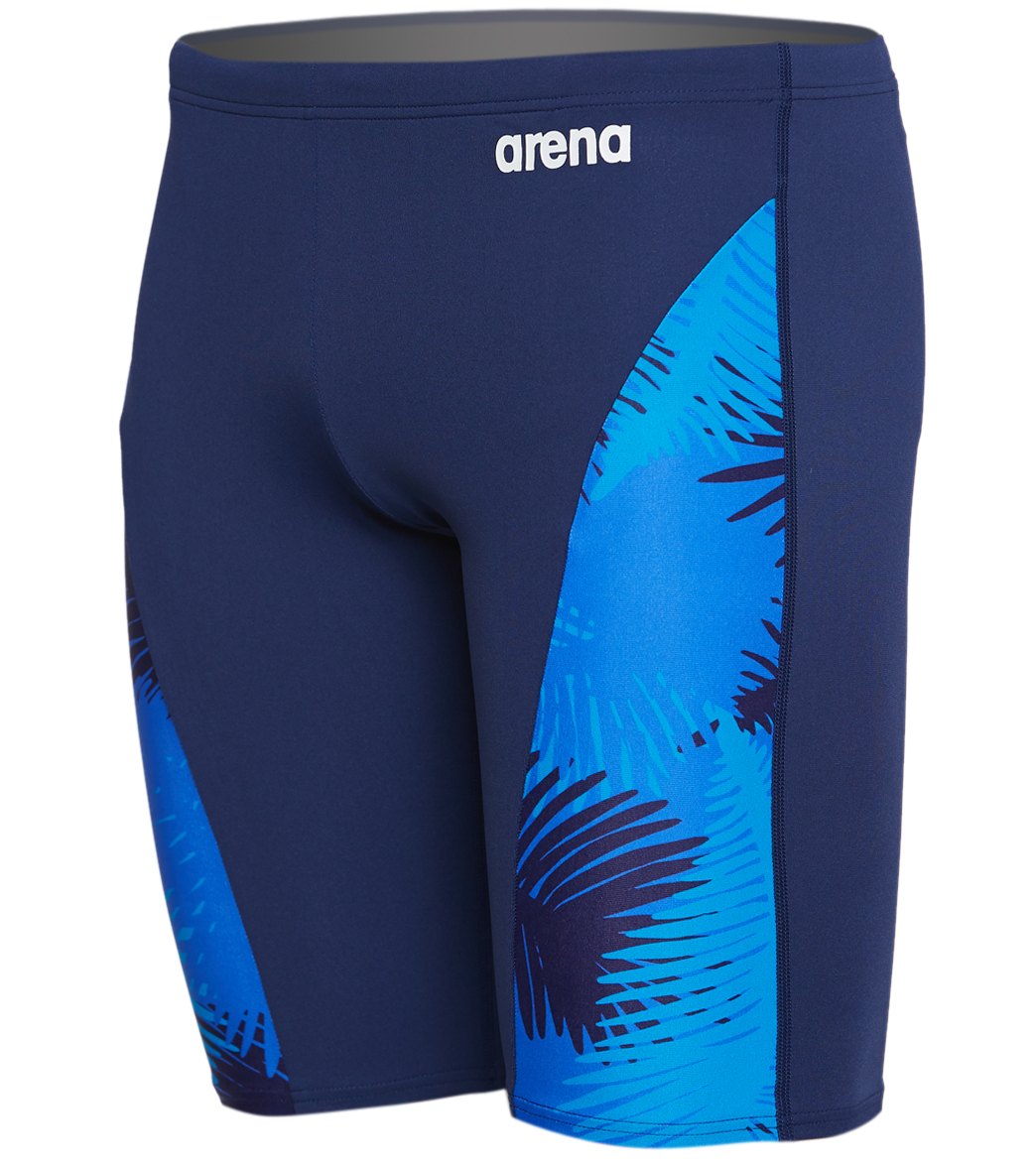 Arena Men's Palm Forest Panel Jammer Swimsuit - Navy/Navy/Royal 22 Polyester - Swimoutlet.com