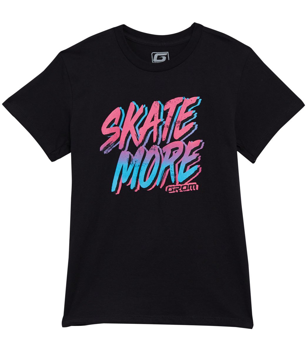 Grom Boys' Skate More T-Shirt - Black Large Big Cotton - Swimoutlet.com