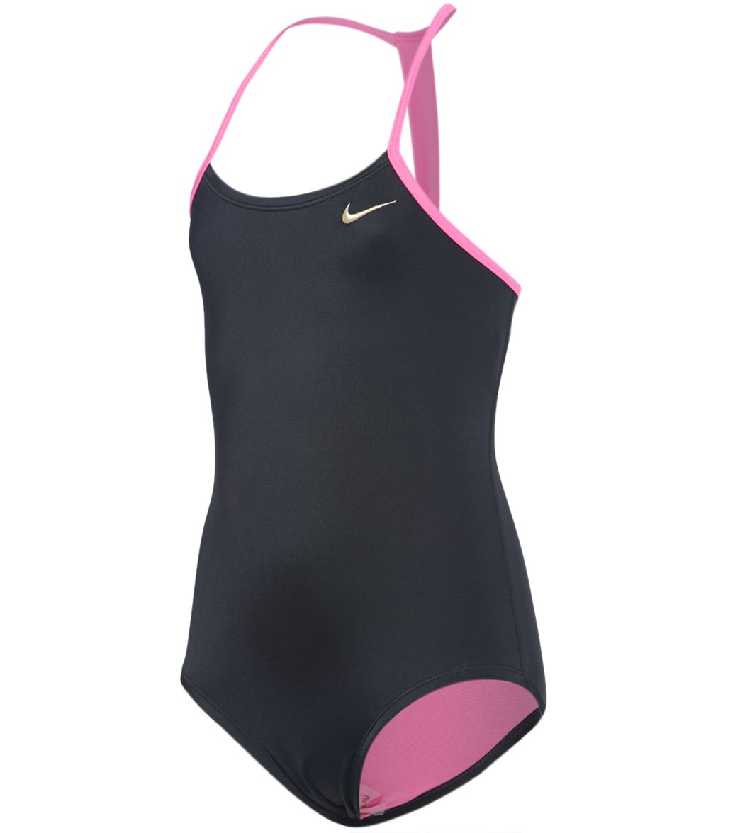 Nike Girls' Solid T-Back One Piece Swimsuit (Big Kid) at SwimOutlet.com