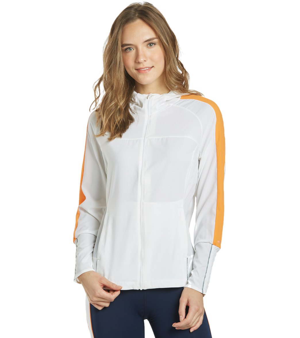 Brooks Women's Canopy Jacket - White/Nectar Large Size Large Polyester - Swimoutlet.com