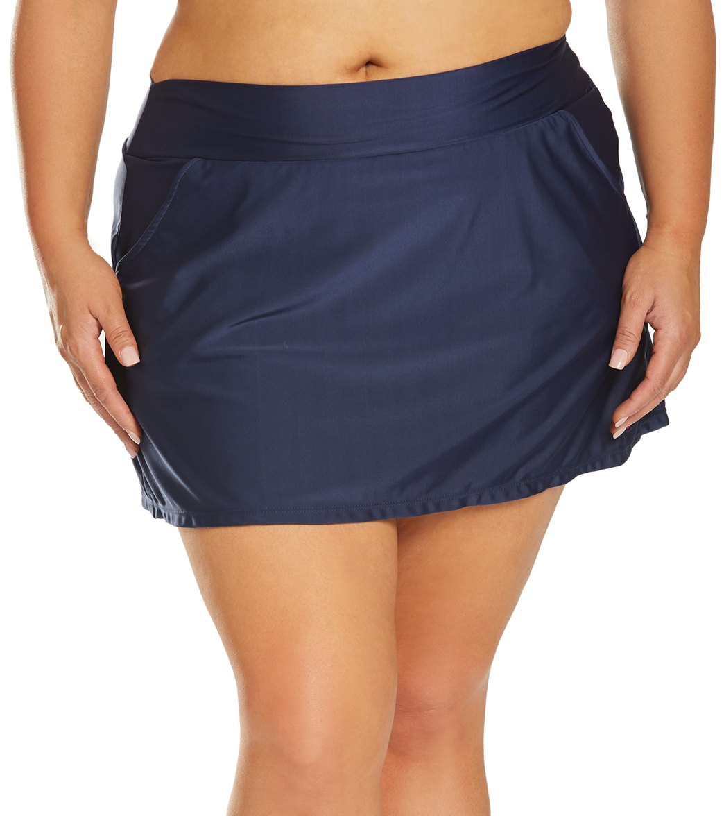 Nautica Plus Size Mid Rise Swim Skirt at SwimOutlet.com