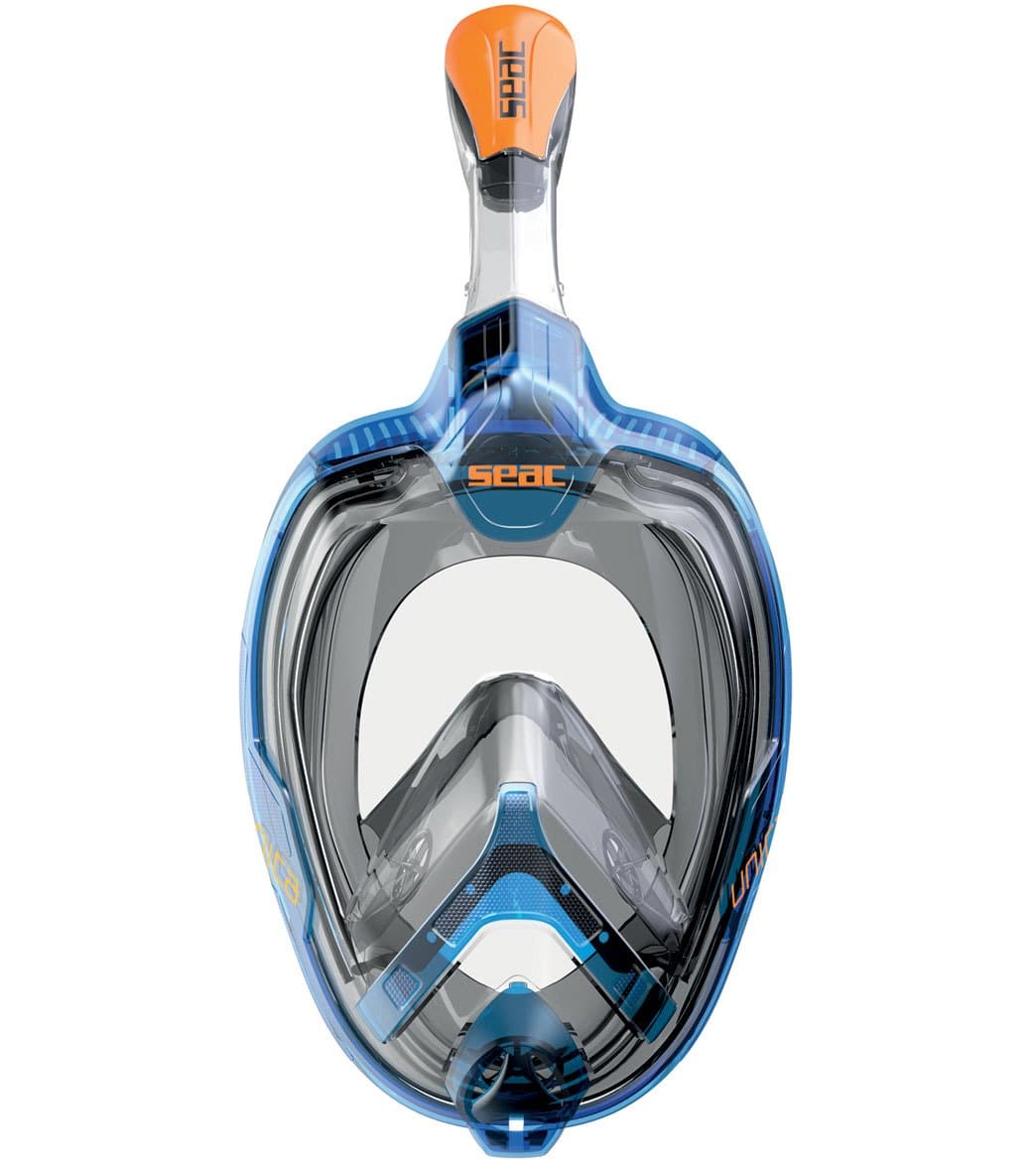 Seac Usa Magica Full Face Snorkeling Mask - Blue/Orange Small/Medium - Swimoutlet.com