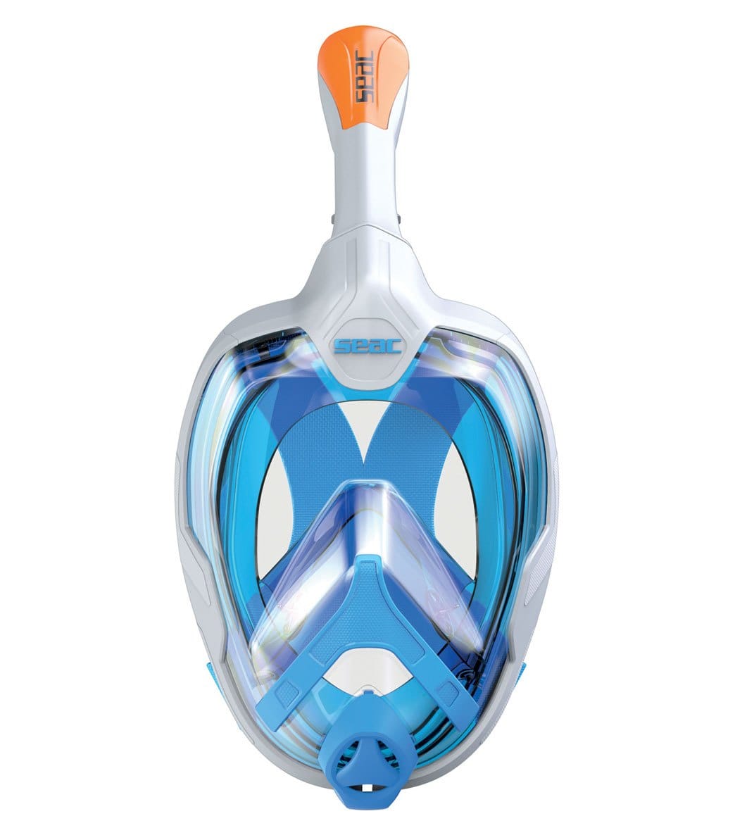 Seac Usa Magica Full Face Snorkeling Mask - White/Orange Small/Medium - Swimoutlet.com