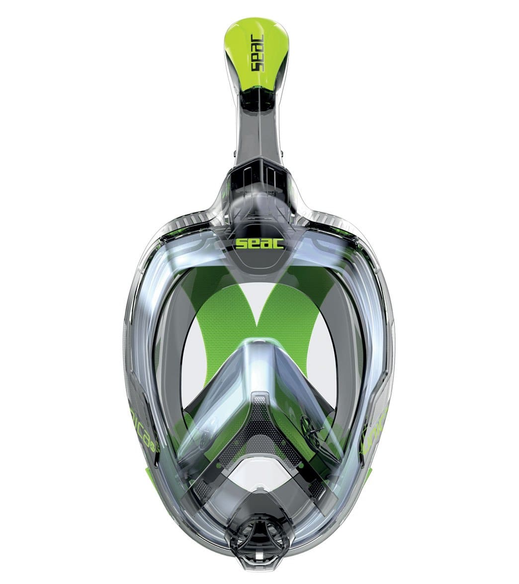 Seac Usa Magica Full Face Snorkeling Mask - Grey Clear/ Green Lime Large/Xl - Swimoutlet.com