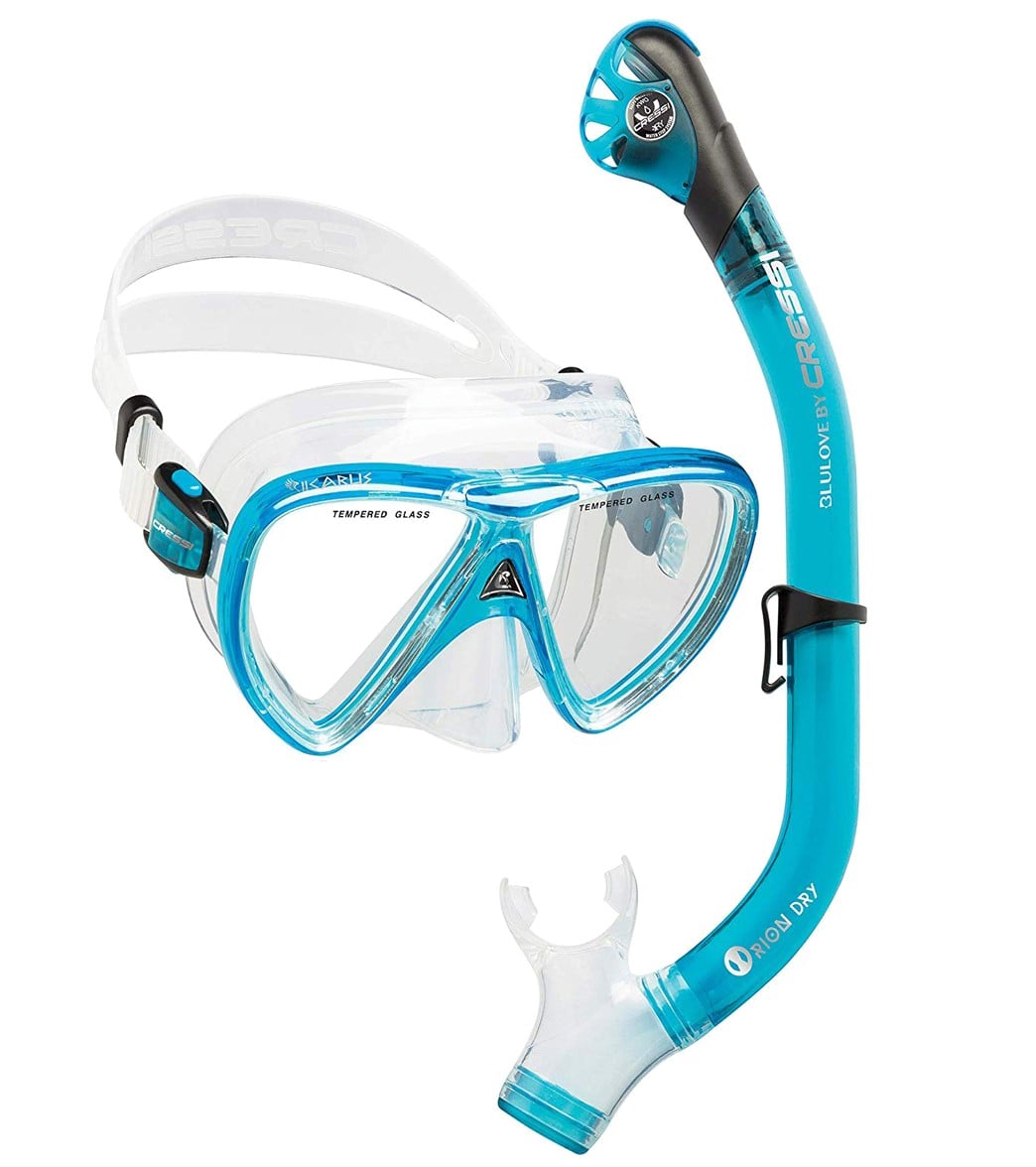 Cressi Ikarius Mask And Orion Snorkel Set - Aquamarine - Swimoutlet.com