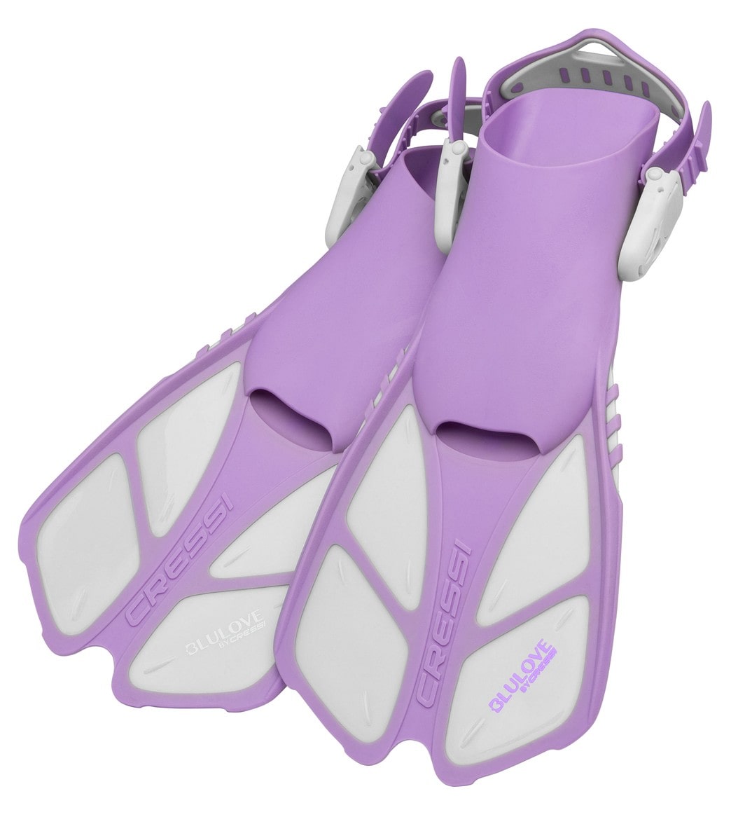 Cressi Kids' Mini Bonete Mask Dry Snorkel And Fin Set - Lilac/White S/M Size Small/Medium - Swimoutlet.com