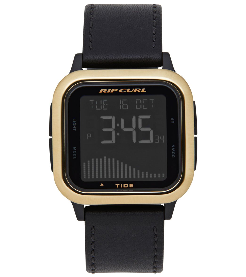 Rip Curl Next Tide Watch - Gold W/Surf Leather Band - Swimoutlet.com