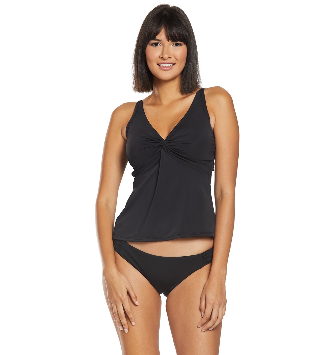 Sunsets Solid Forever Tankini Top D/Dd Cup - Black 32D - Swimoutlet.com