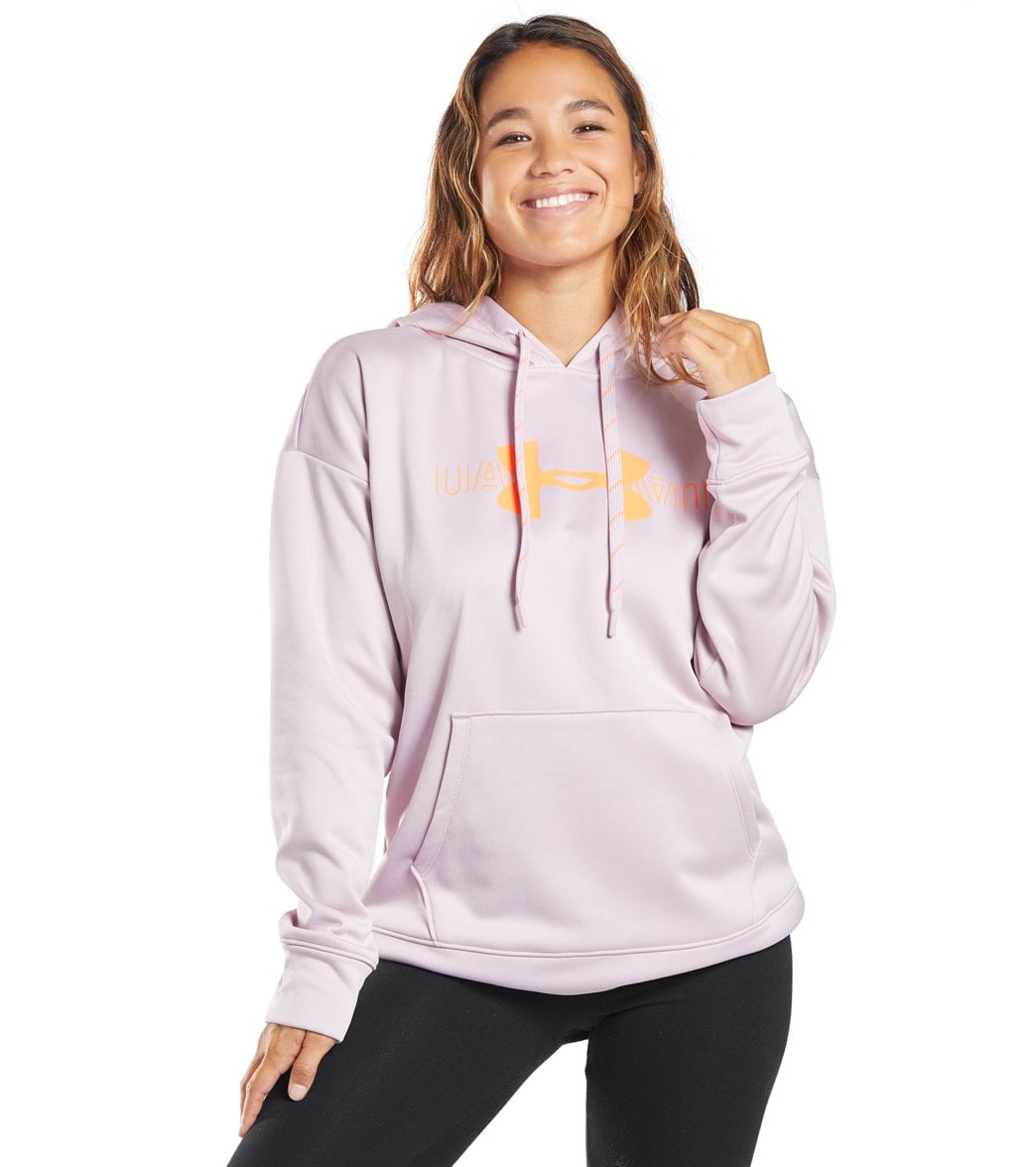Under Armour Women's Ua Synthetic Fleece Graphic Logo Hoodie - Pink Fog Large Polyester - Swimoutlet.com