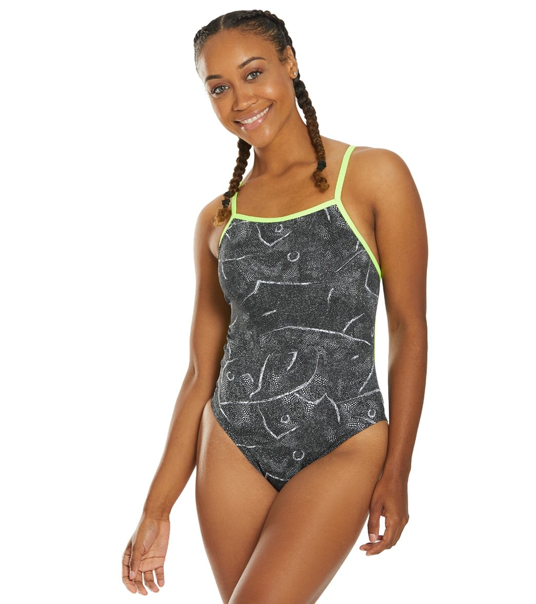 Funkita Women's Crack Up Tie Me Tight One Piece Swimsuit - Black/White 30L Polyester - Swimoutlet.com
