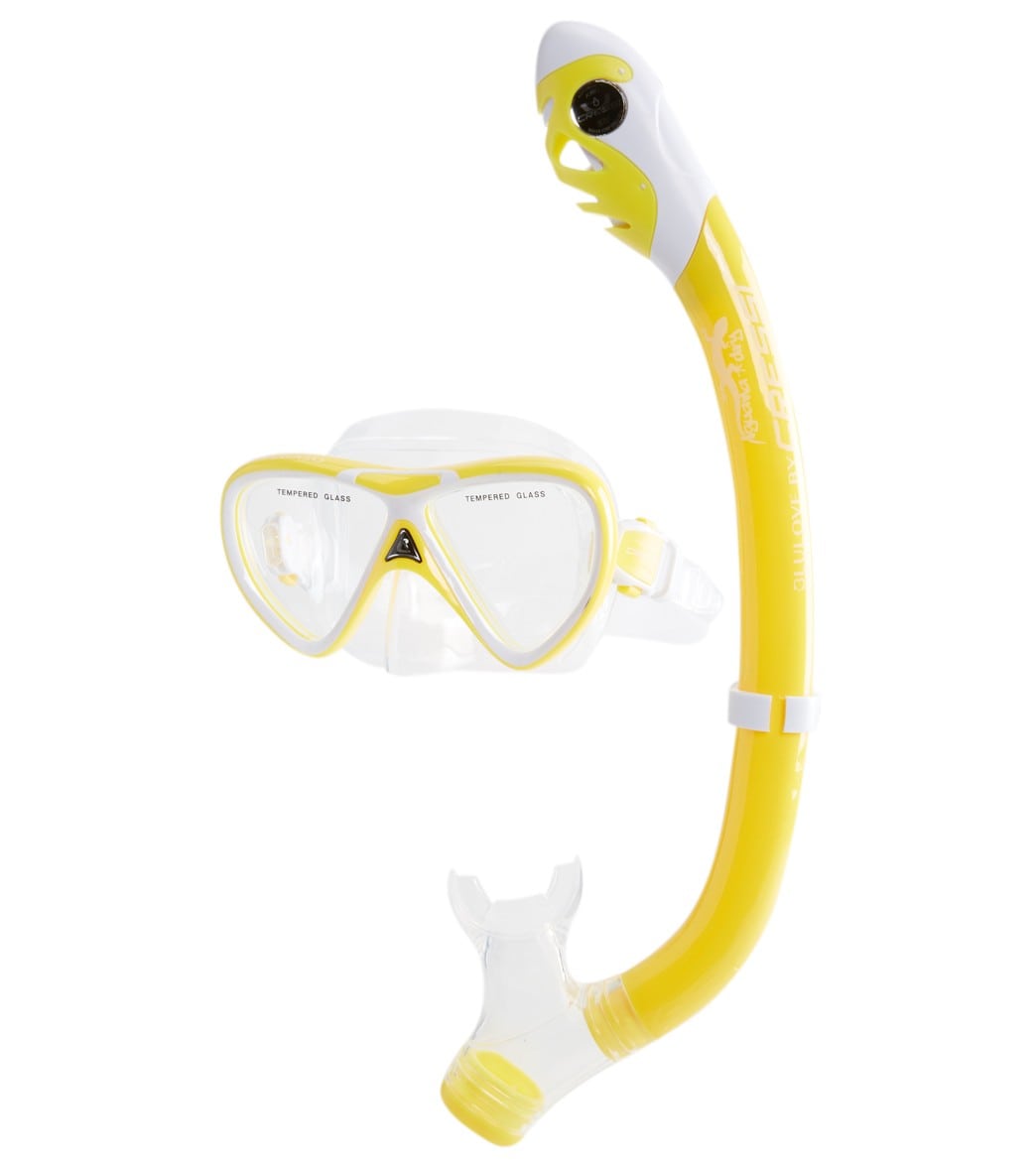 Cressi Kids' Pegaso Mask And Iguana Dry Snorkel Set - Yellow/White 100% Rubber - Swimoutlet.com