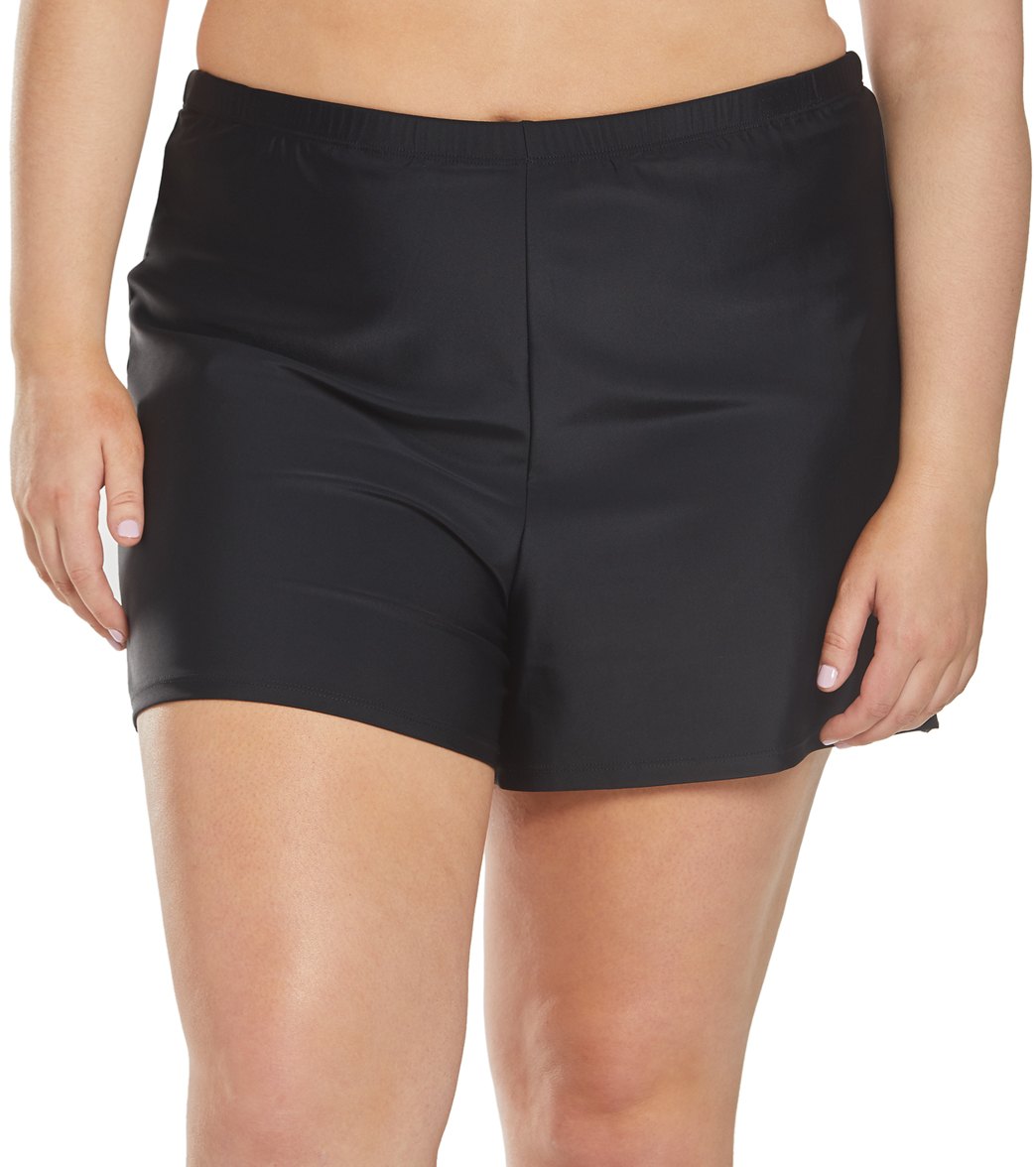 Ceeb Plus Size Solid Loose Boy Leg Bikini Bottom at