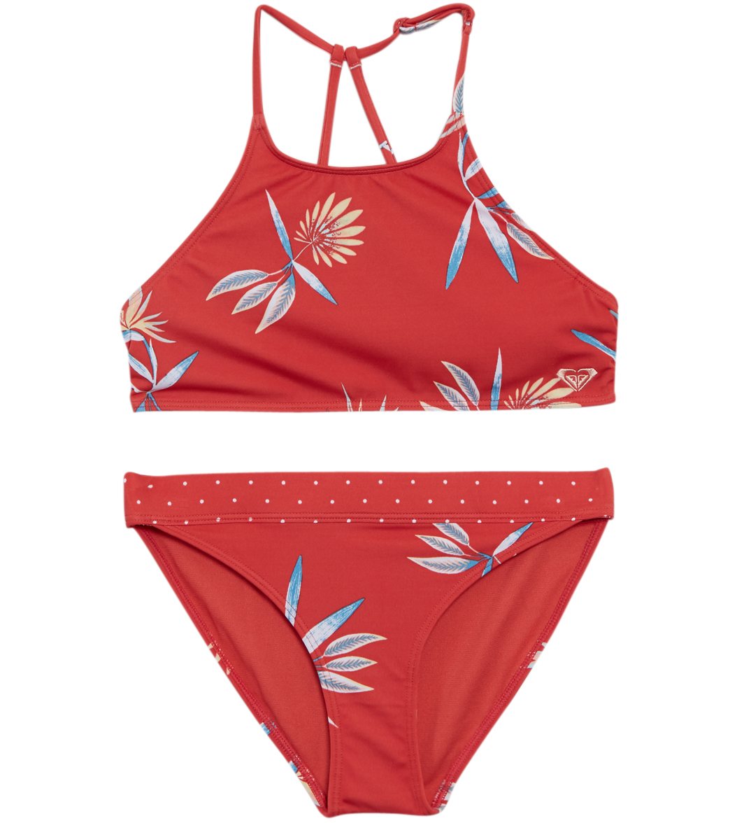 Roxy Girls' Folky Way Crop Top Bikini Set (big Kid) At Swimoutlet.com