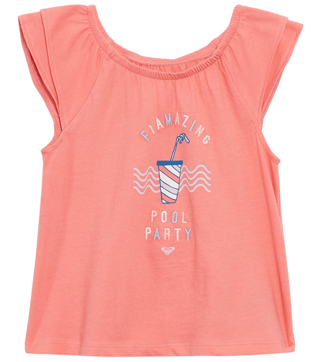 Roxy Girls' Own This Groove Ruffle T-Shirt - Sunkist Coral 2 Cotton - Swimoutlet.com