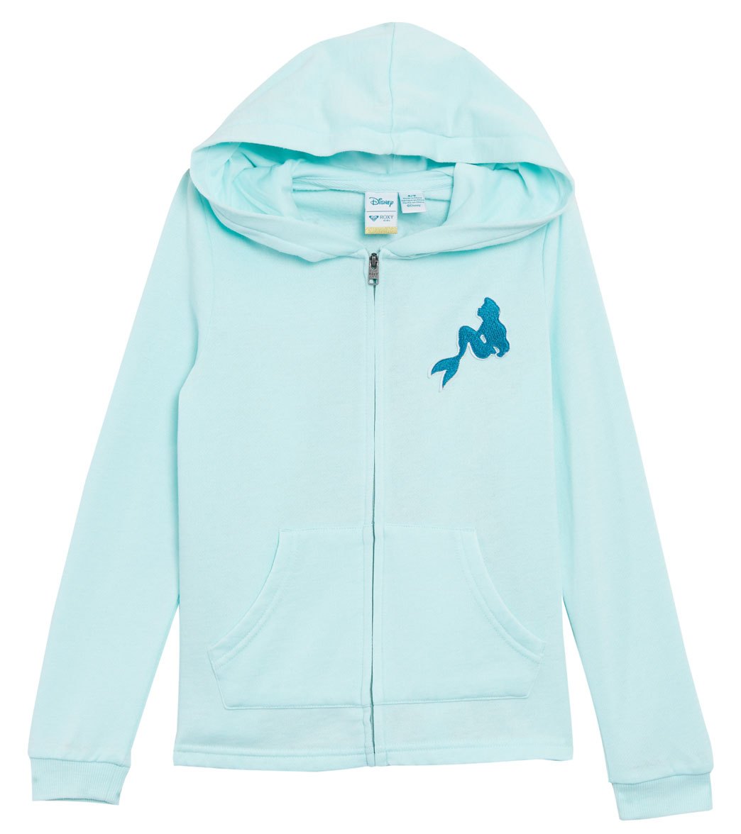 Roxy Disney X Girls' Be Heard Zipped Fleece Hoodie Big Kid - Wan Blue Lg 12 Big Size Large Polyester - Swimoutlet.com