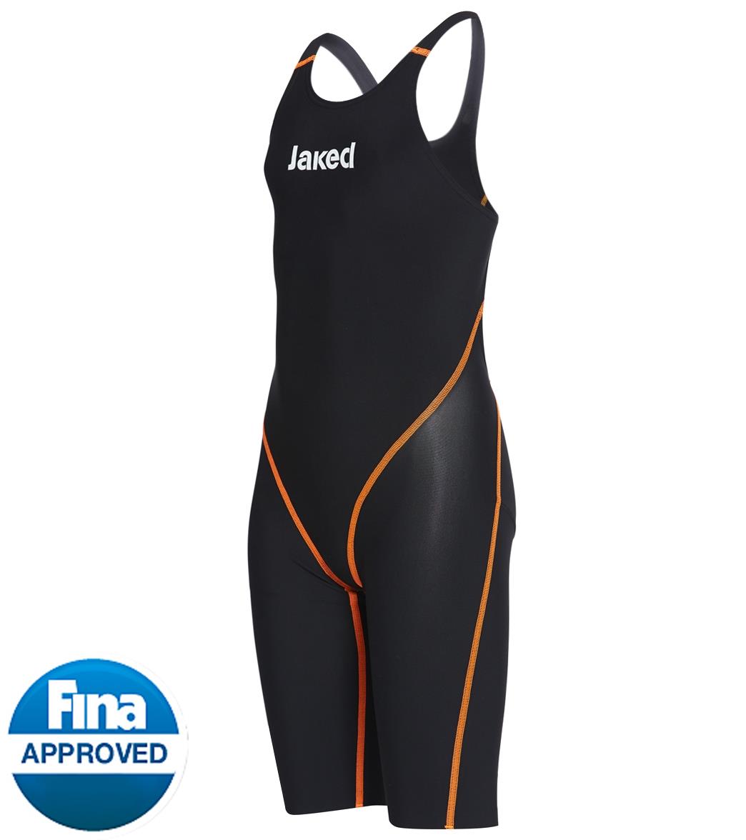 Jaked Girls' Jalpha Open Back Tech Suit Swimsuit - Black 14 Elastane/Polyamide - Swimoutlet.com