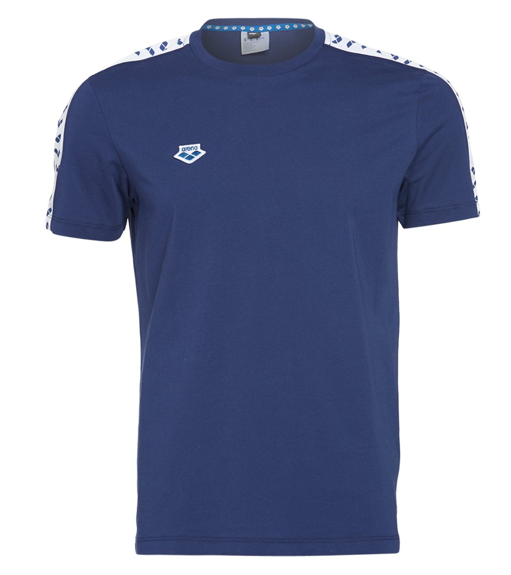 Arena Men's Team Short Sleeve T-Shirt - Navy/White/Navy Xxl Cotton - Swimoutlet.com