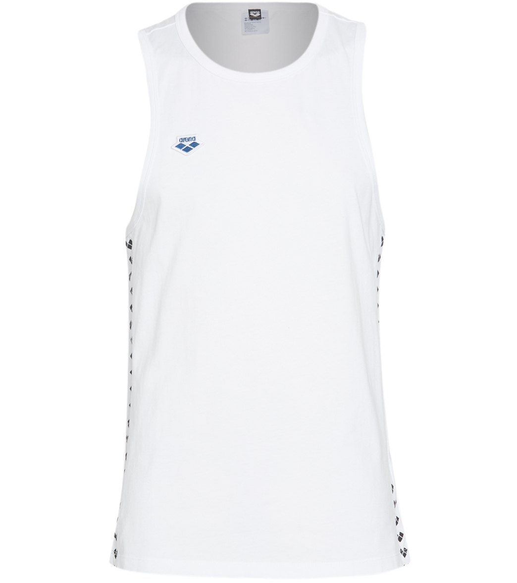 Arena Men's Team Tank Top - White/White/Black 3Xl Cotton - Swimoutlet.com
