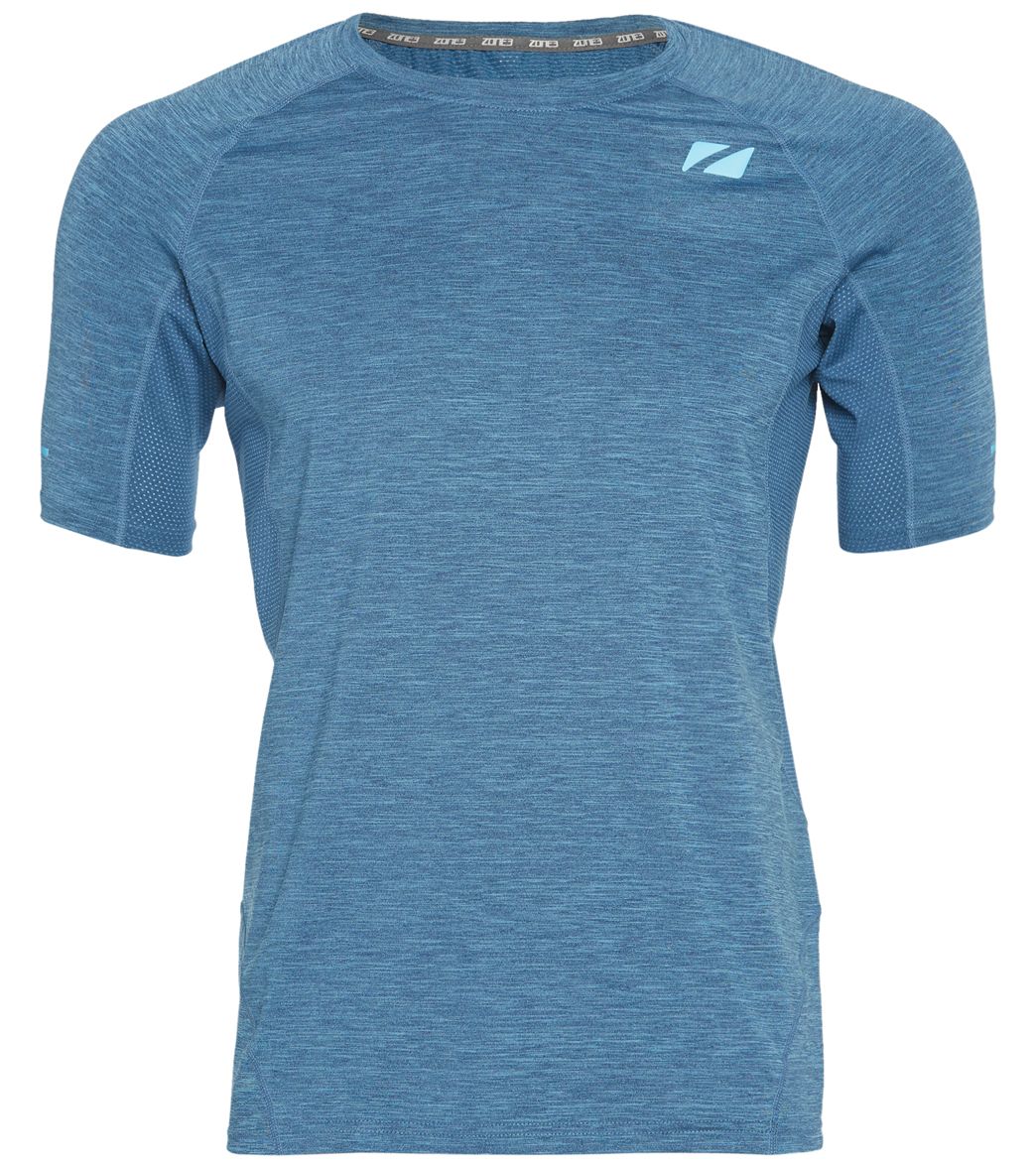 Zone3 Men's Compression Power Burst Short Sleeve Shirt - Royal Blue/Sky Blue Medium - Swimoutlet.com
