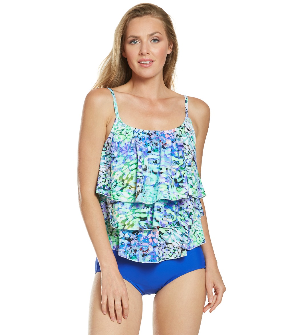 Topanga Mastectomy Caribbean Colors Triple Tier Tankini Top at ...