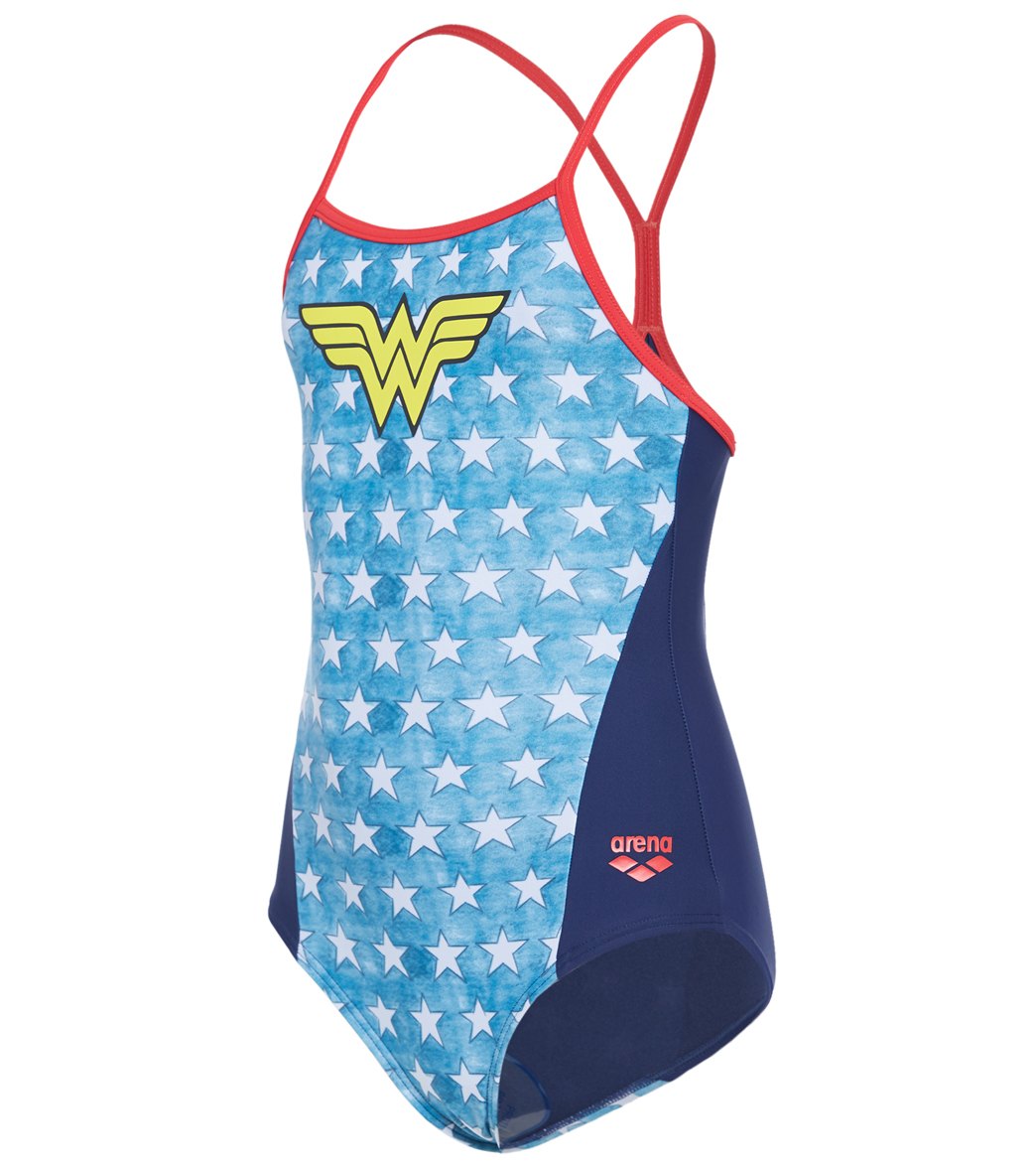 Arena Girls' Wonder Woman Stars Light Drop One Piece Swimsuit at ...