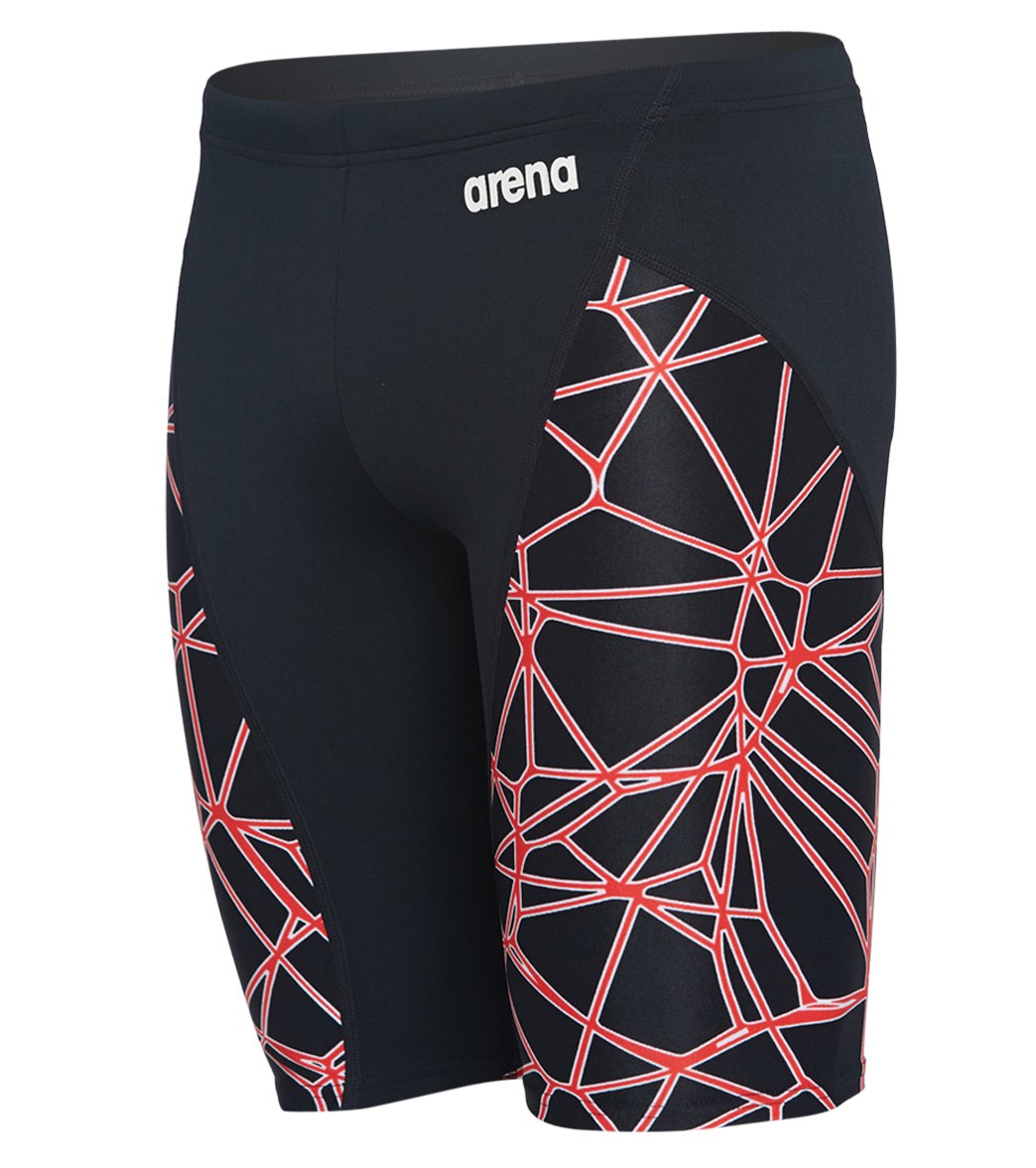 Arena Men's Carbonics Maxlife Pro Jammer Swimsuit - Black/Red 38 Polyester - Swimoutlet.com