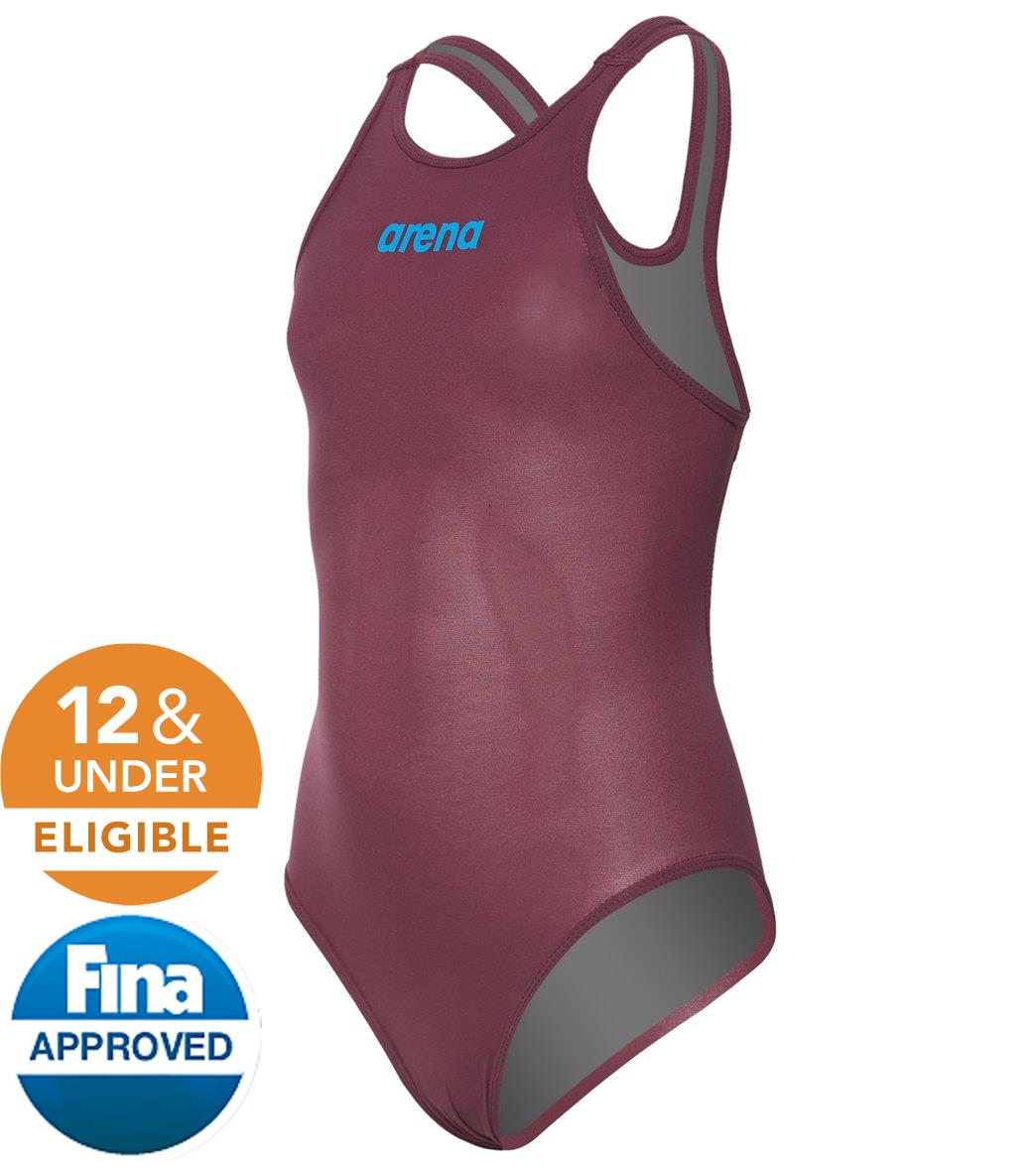 Arena Girls' Powerskin R-Evo Classic Tech Suit Swimsuit - Red Wine/Turquoise 26 Elastane/Polyamide - Swimoutlet.com