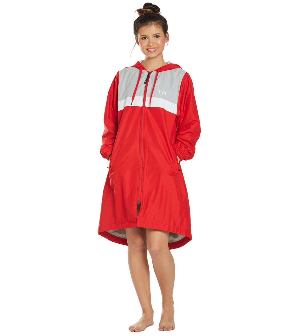 TYR Women's Alliance Podium Parka - Red Small Size Small Coat Polyester - Swimoutlet.com