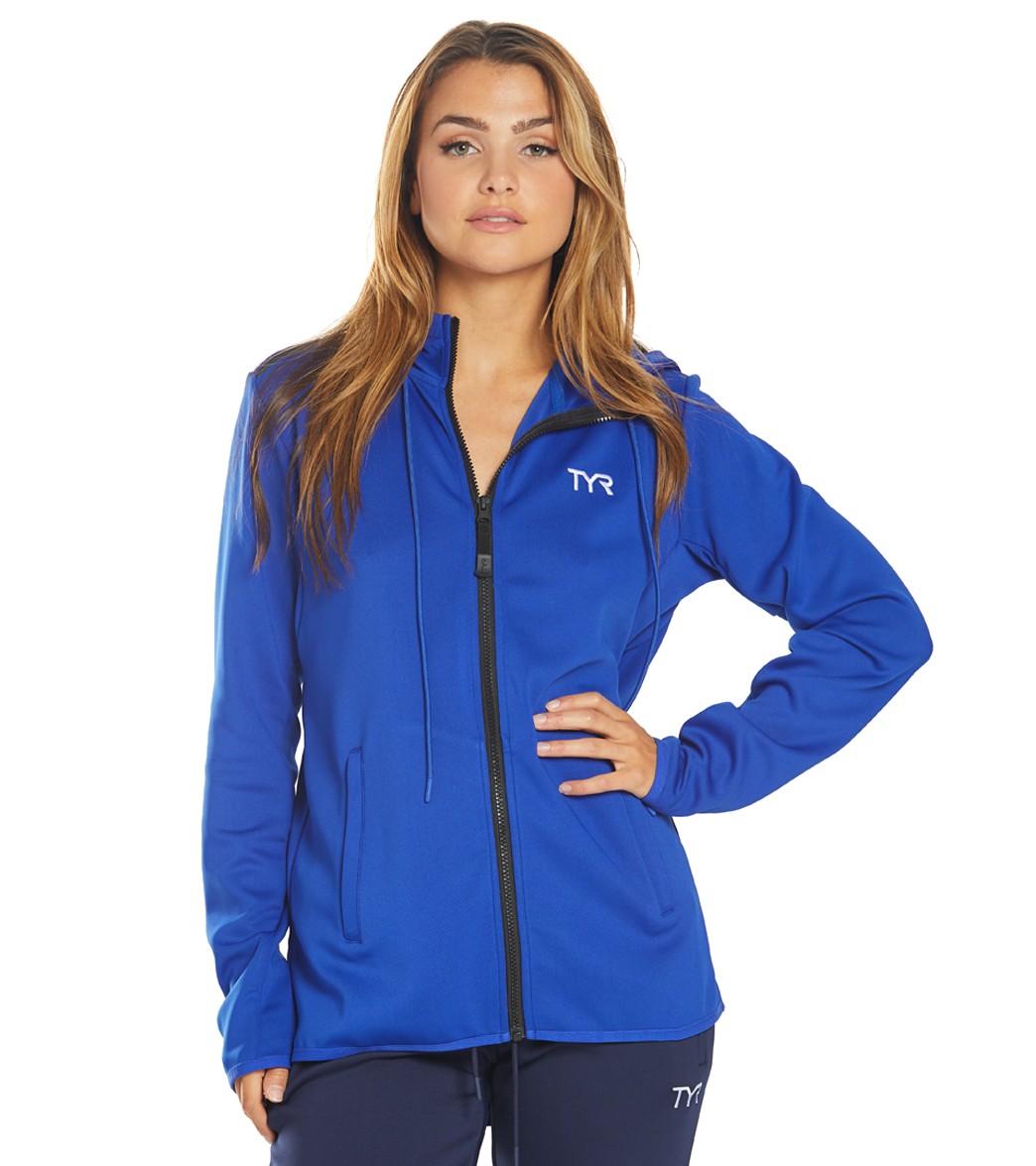 TYR Women's Team Full Zip Hoodie - Royal Large Size Large Polyester - Swimoutlet.com