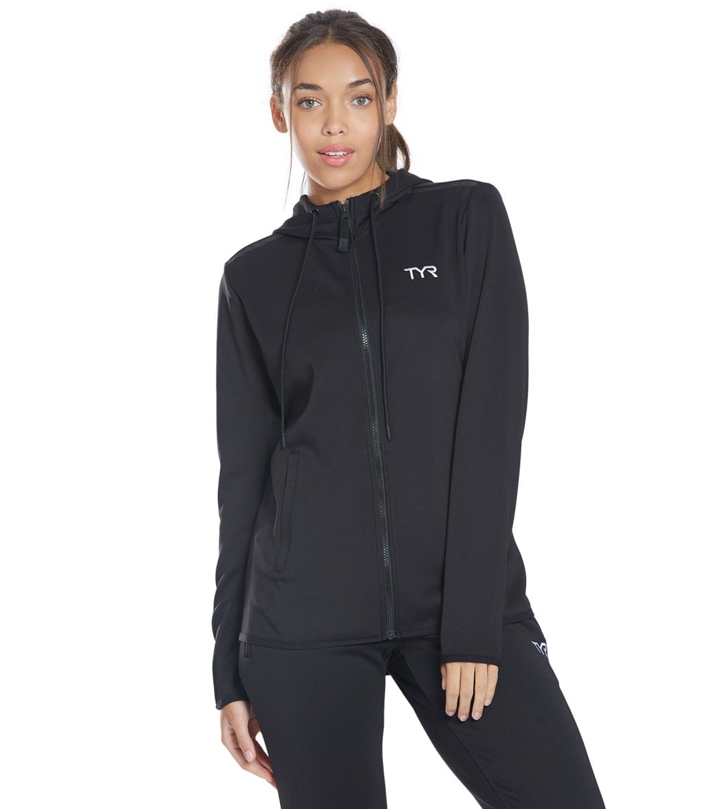 TYR Women's Team Full Zip Hoodie - Black Medium Size Medium Polyester - Swimoutlet.com