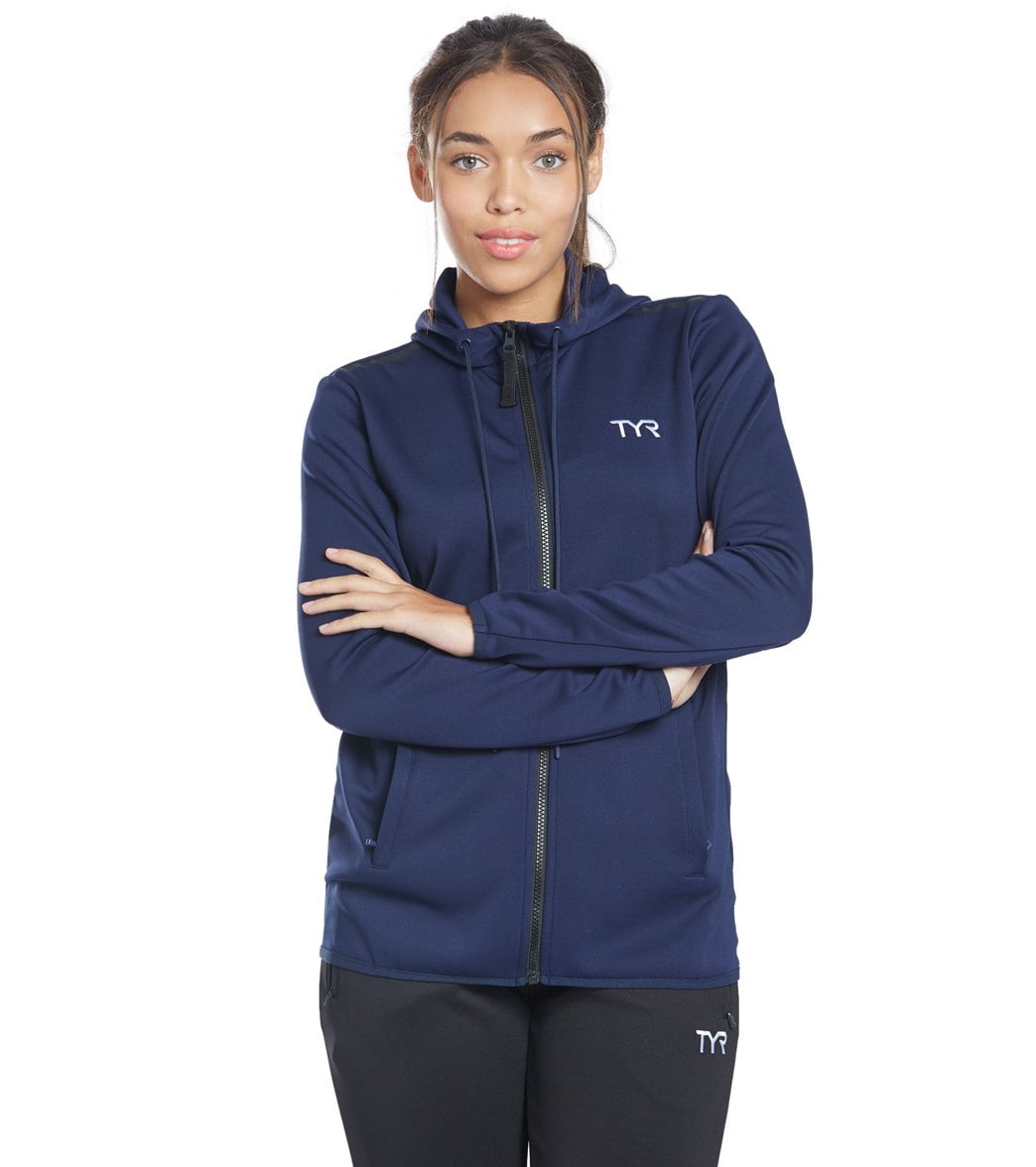 TYR Women's Team Full Zip Hoodie - Navy Medium Size Medium Polyester - Swimoutlet.com