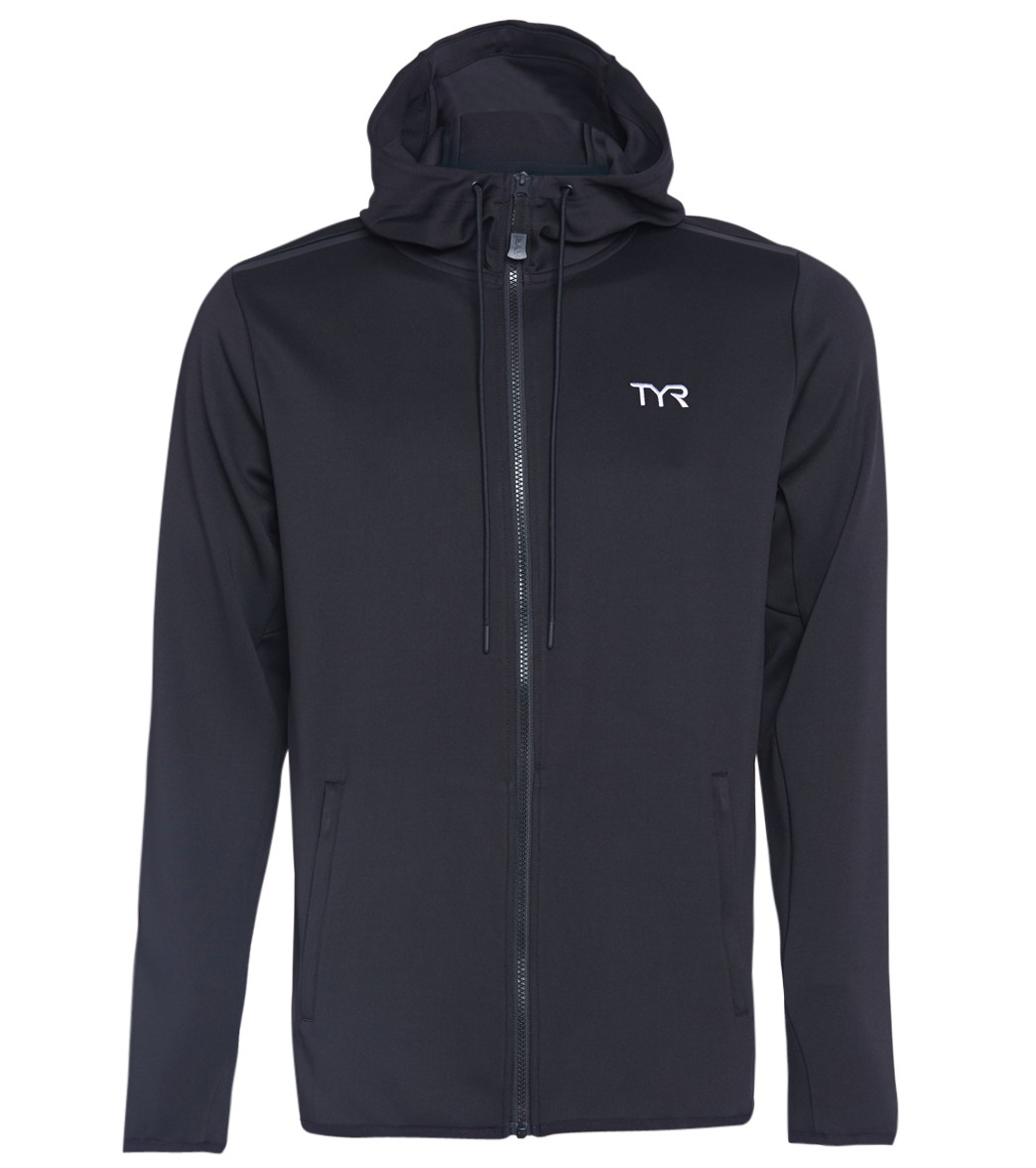 TYR Men's Team Full Zip Hoodie - Black Medium Size Medium Polyester - Swimoutlet.com