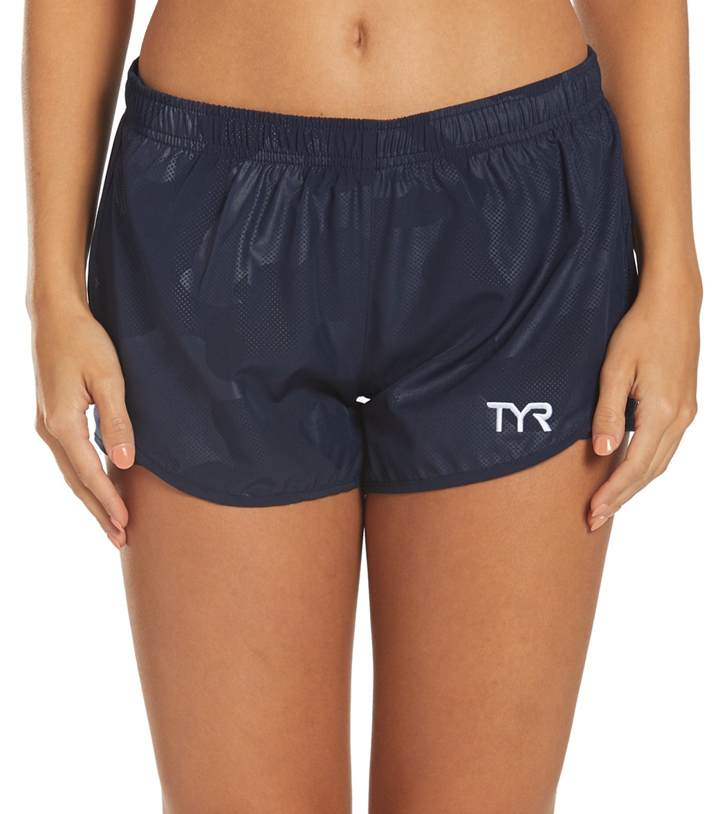 TYR Women's Team Short - Navy Large Size Large Polyester/Spandex - Swimoutlet.com