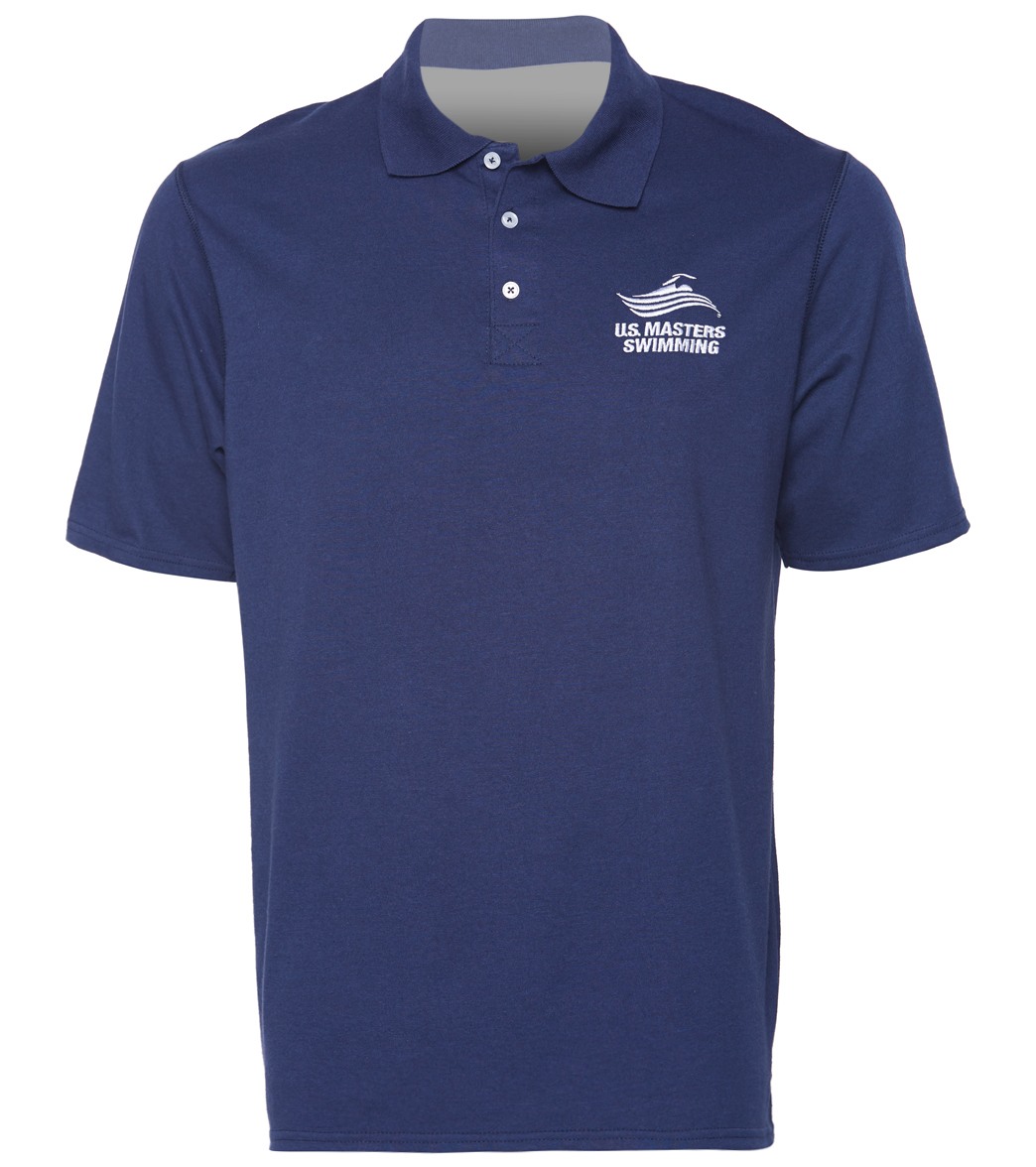 U.s. Masters Swimming Usms Men's Performance Polo Shirt - Navy Large Cotton/Polyester - Swimoutlet.com