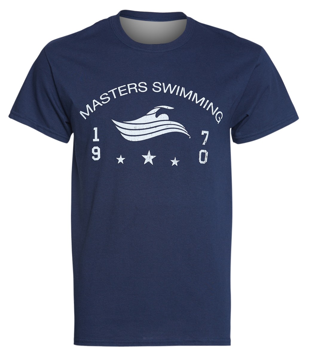 U.s. Masters Swimming Usms Men's Masters Swimming Distressed 1970 Crew Neck Tee Shirt - Navy Xxl Cotton - Swimoutlet.com
