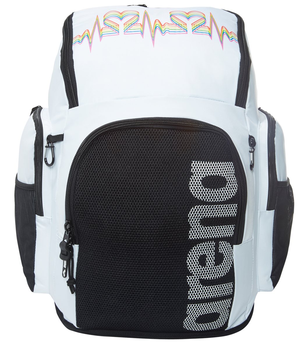 Arena Pride Team 45 Backpack - White Multi Polyester - Swimoutlet.com